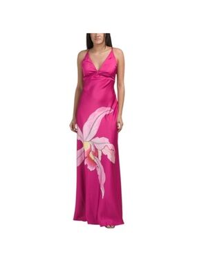 Fuchsia Floral Slip Maxi Dress